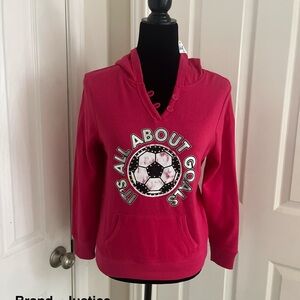 Justice Vibrant Pink Soccer Graphic Hoodie